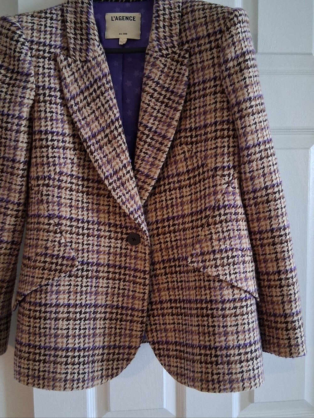 L'Agence Tweed Herringbone Blazer Size 6 Fits S/M Excellent Condition - Picture 2 of 14